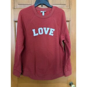 Women's Isabel Maternity Red Love Pullover Long Sleeve Sweatshirt Size Small NWT